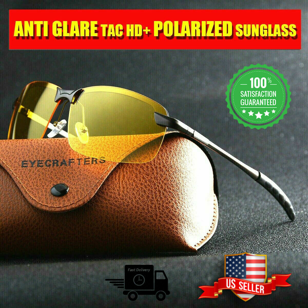 Tac HD Polarized Day & Night Vision glasses Men Driving Pilot Aviator sunglasses