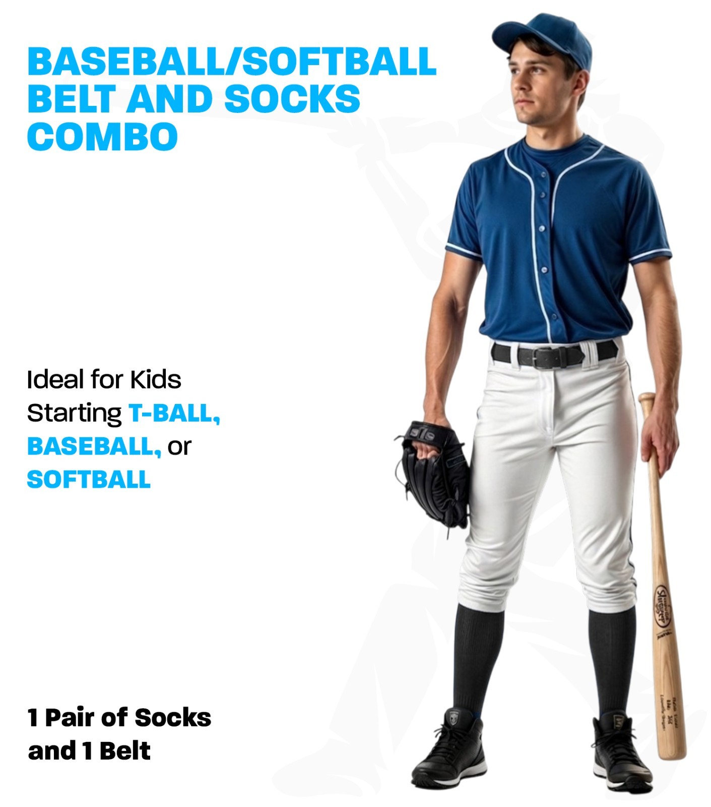 Exxact Sports Baseball/Softball Socks and Belt Combo, Adult & Youth Sizes