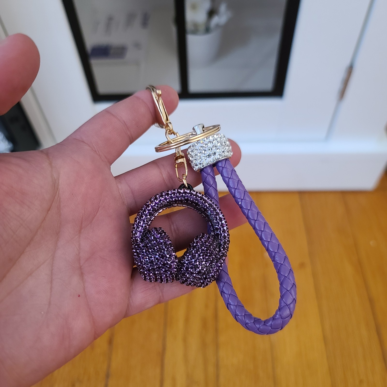 Braided Rope Headphone Keychain/Bag Charm Purple Keychain Purse Backpack Charm