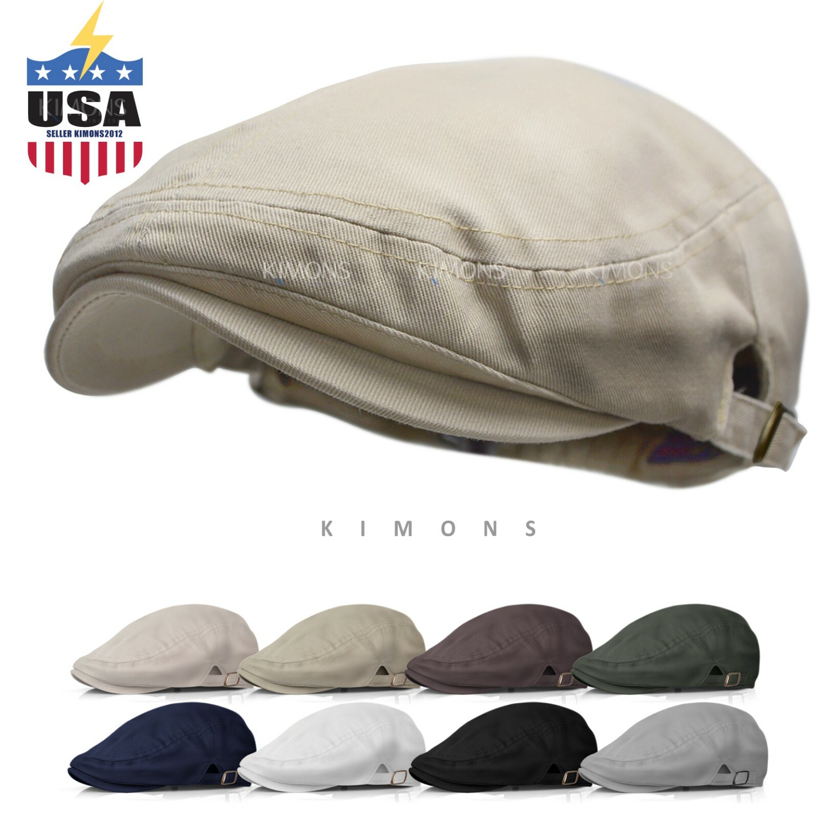 Buckle Cotton Gatsby Cap Mens Ivy Hat Golf Driving Summer Sun Flat Newsboy