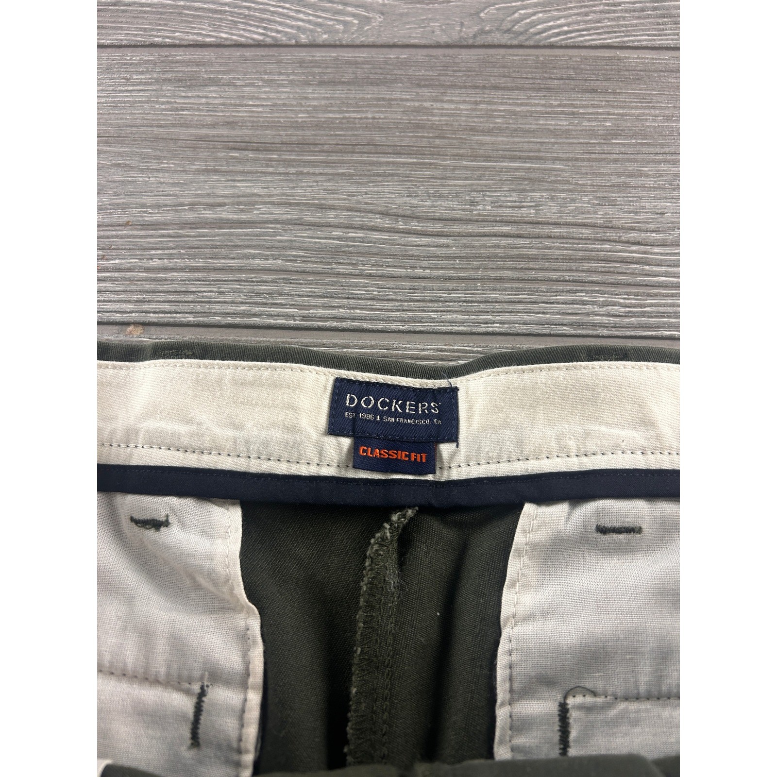 Dockers Mens Easy Khaki Classic Fit Pants Olive Green Stretch 36×30 New