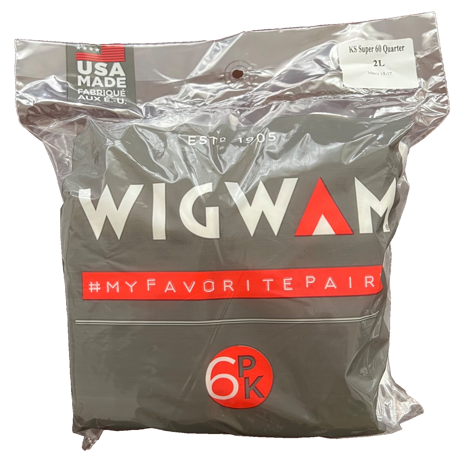 WIGWAM SUPER 60 QUARTER SOCKS 6-PAIRS COTTON BLEND WHITE SZ 2L FIT’S 15-17 SHOE
