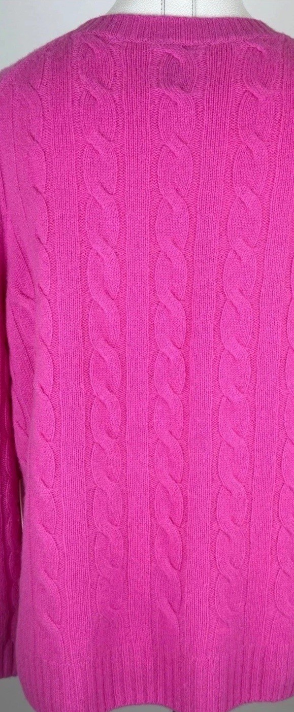 NWD Joie 100% Cashmere Cable Knit Crewneck Sweater Pink Womens Size Large Luxury