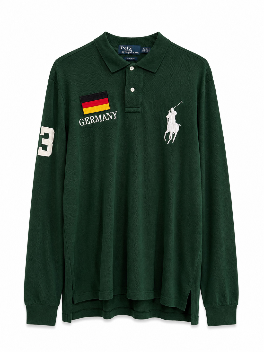 Polo Ralph Lauren Germany Big Pony #3 Long Sleeve Polo Shirt Green Large