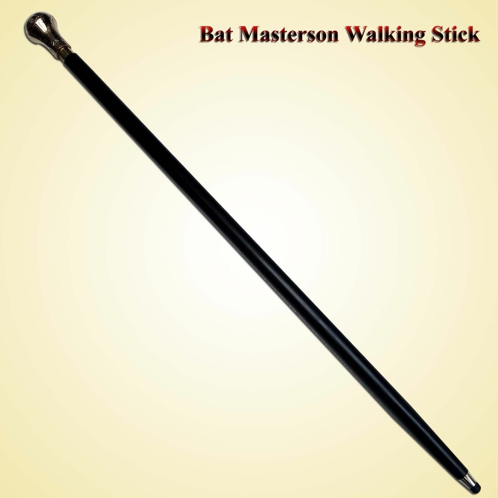 Bat Masterson Handcrafted Antique Brass Polish Wooden Waking Stick Cane Gift