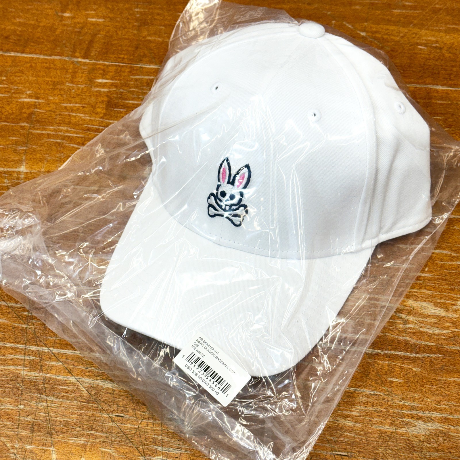 *NEW* Men Psycho Bunny Classic Baseball Cap White (B6A816A1HT 100) 👍