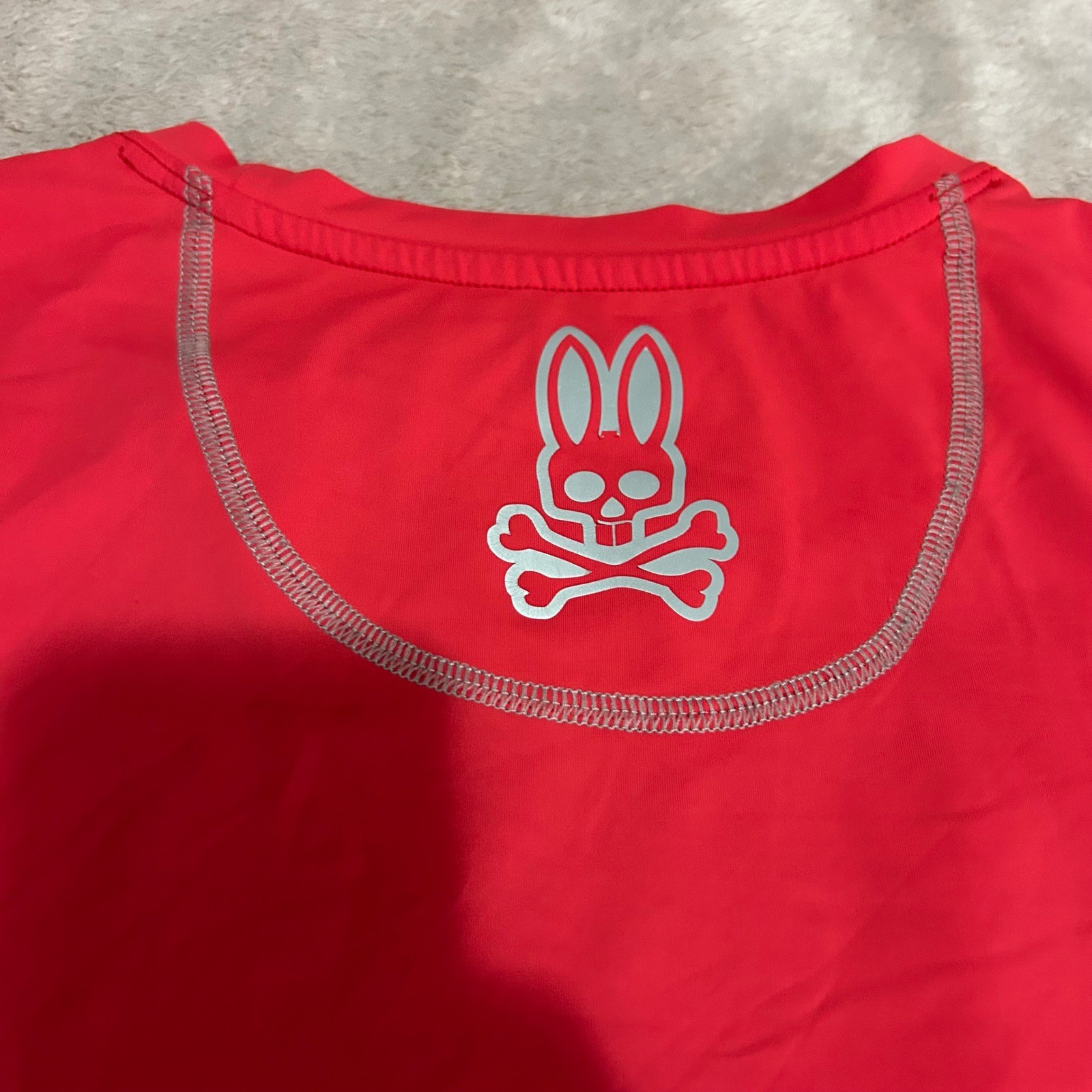 Psycho Bunny Performance T-Shirt Mens L Red Grey Mesh Activewear running jog