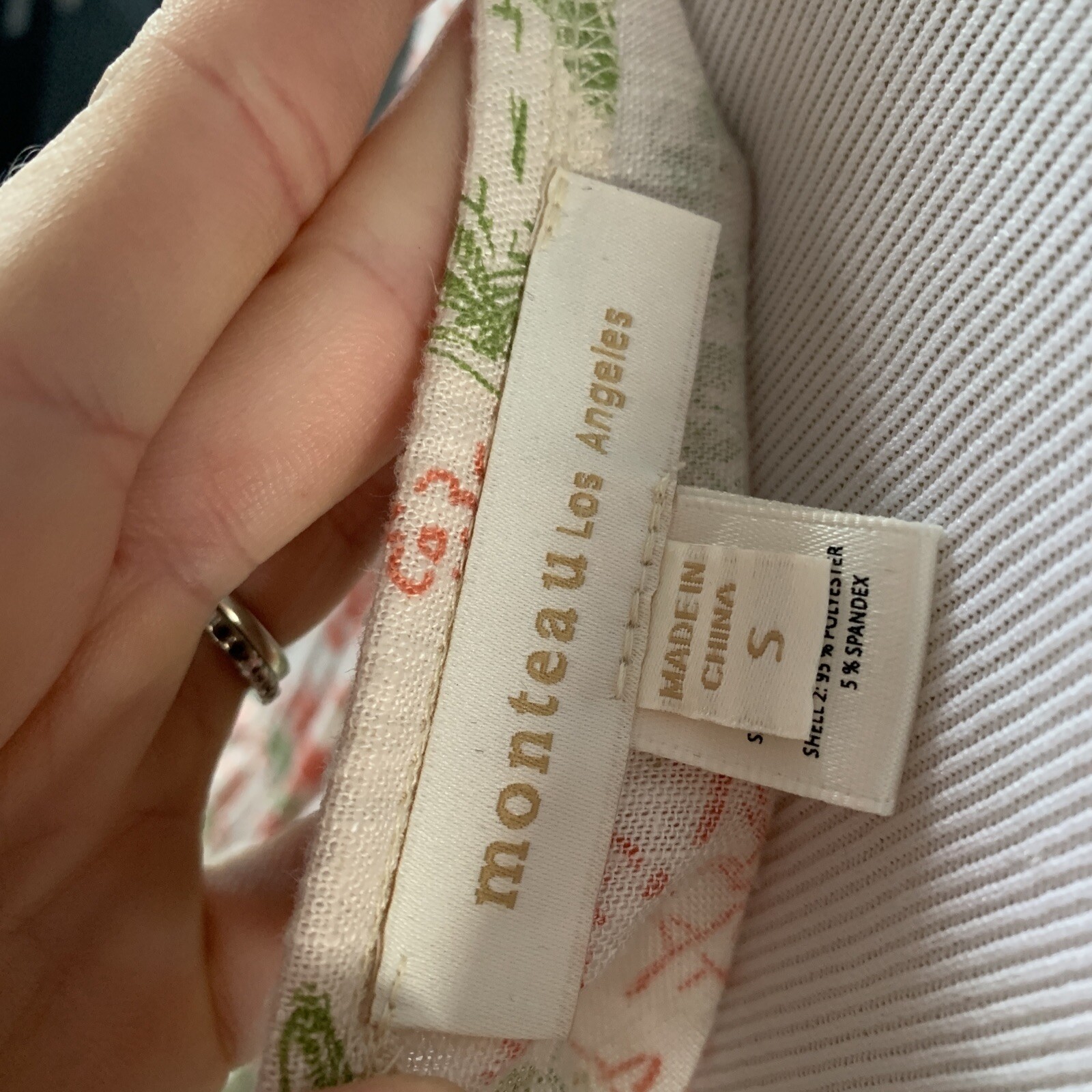Monteau Linen Blend Pagoda pattern Sundress S Natural Ivory and Red dress