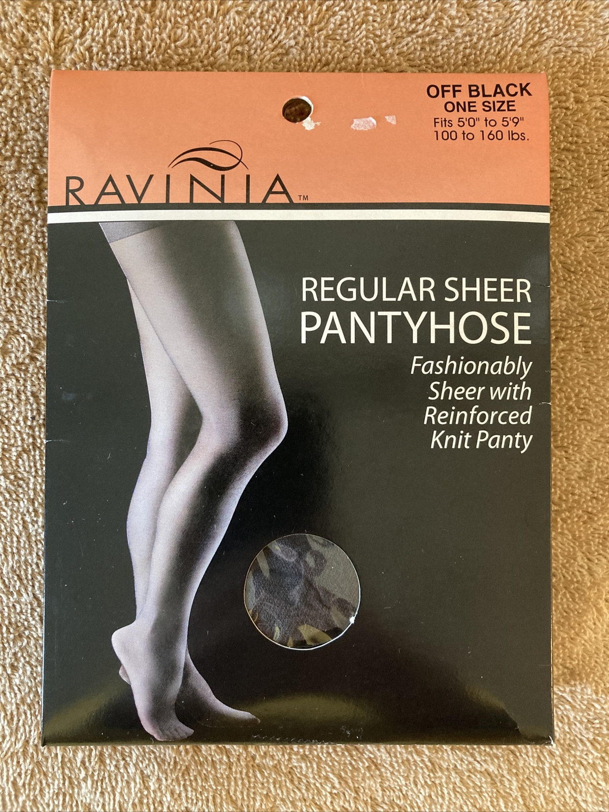 RAVINIA Regular Sheer Pantyhose OFF BLACK Reinforced Panty Sheer Toe – ONE SIZE