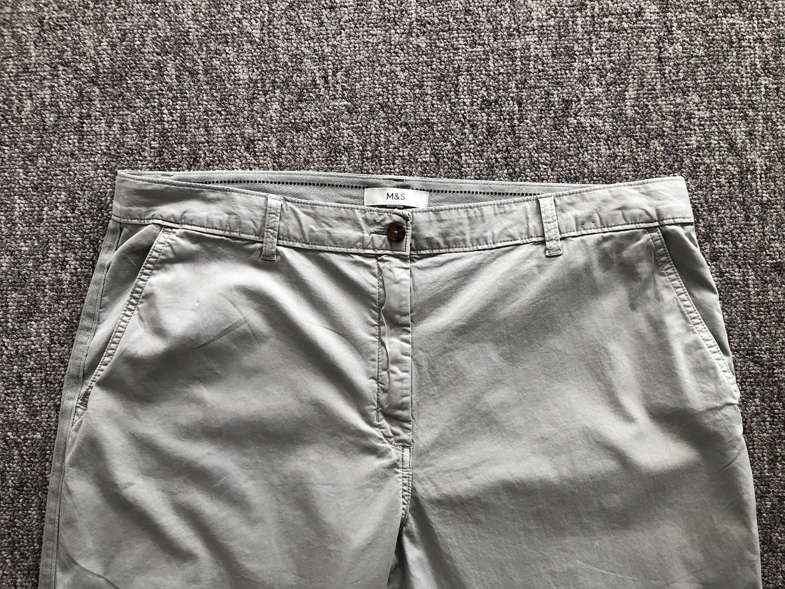 M&S Womens Light Grey Chinos Trousers Uk Size 18 L29in