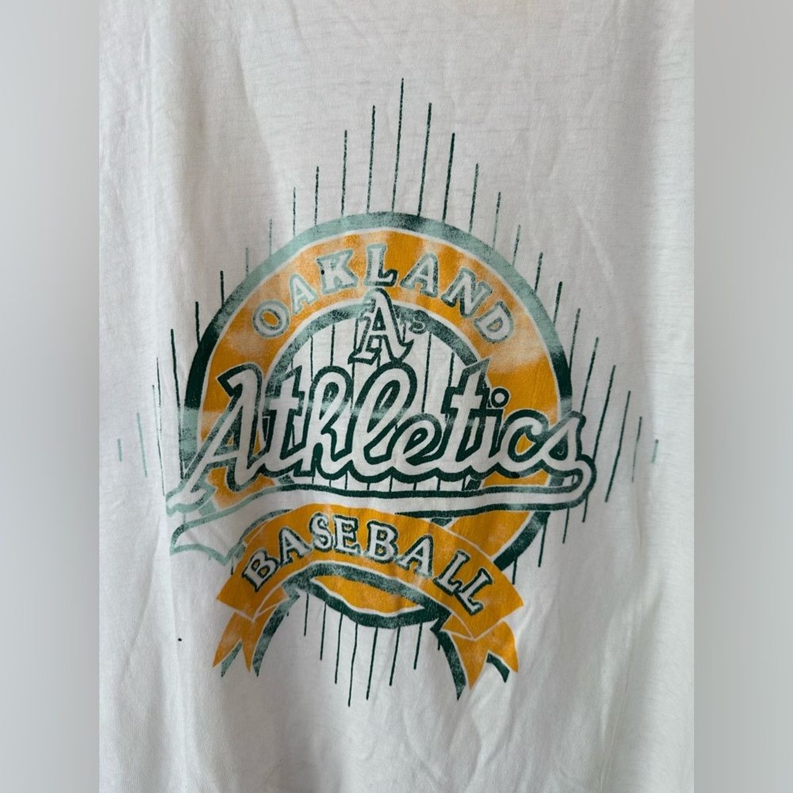 VTG 80s BYC Oakland Athletics Baseball T-Shirt Mens Sz L Single Stitch Korea