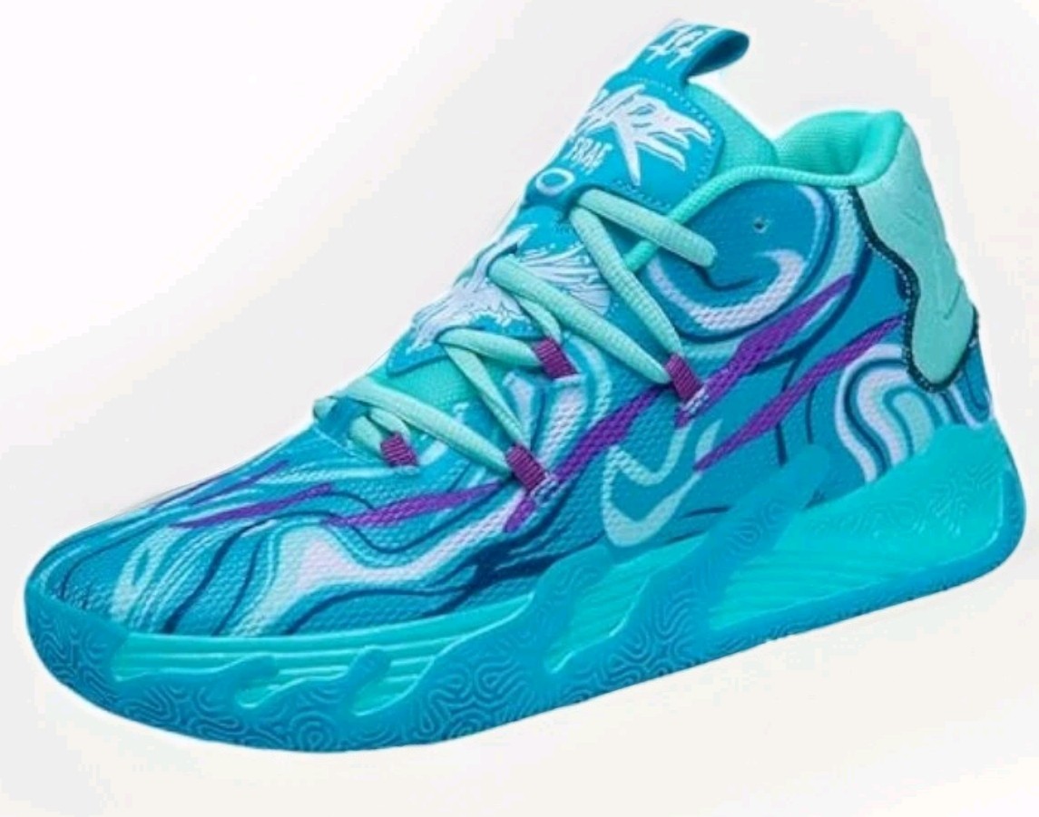 MENS SIZE 9 LACE UP MID TOP HIGH QUALITY🌟BASKETBALL🏀SHOES TURQUOISE & PURPLE