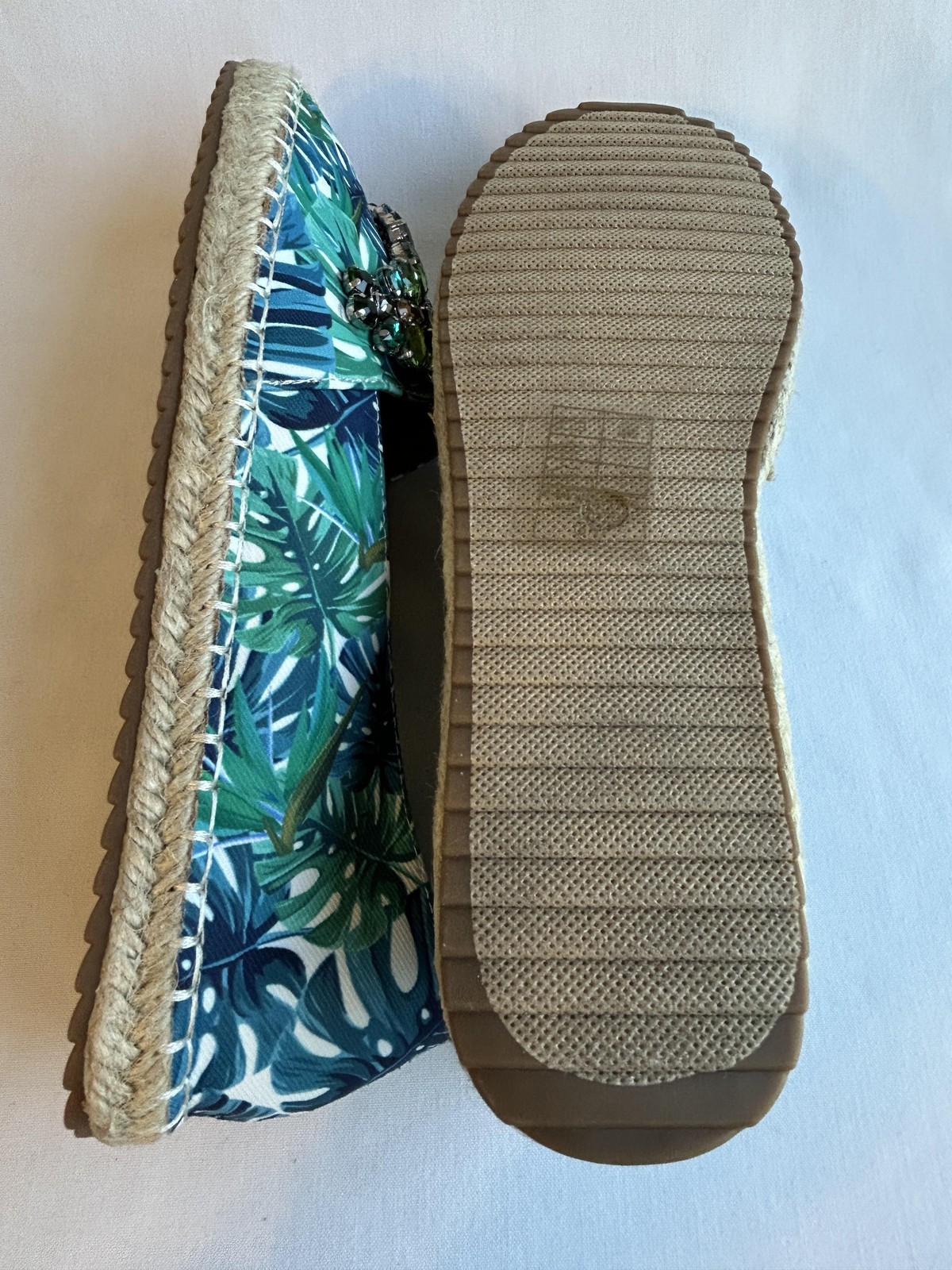 Lauren Lorraine Shoes Womens Size 8.5 Espadrille Flats Embellished Tropical ESPI