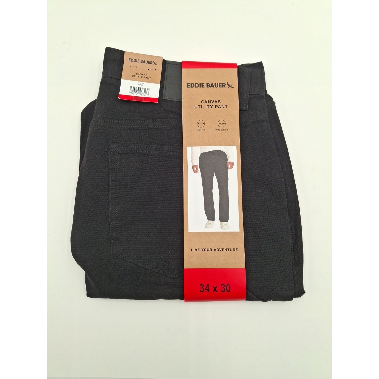 Eddie Bauer Men’s Canvas Utility Stretch Pants – Black – Size: 34×30 – NWT!