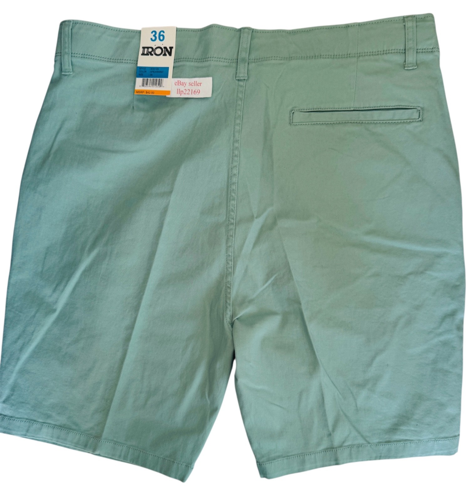 IRON CO Men’s Stretch Shorts (SIZE 36) Flex Waist Flat Front SPEARMINT GREEN New