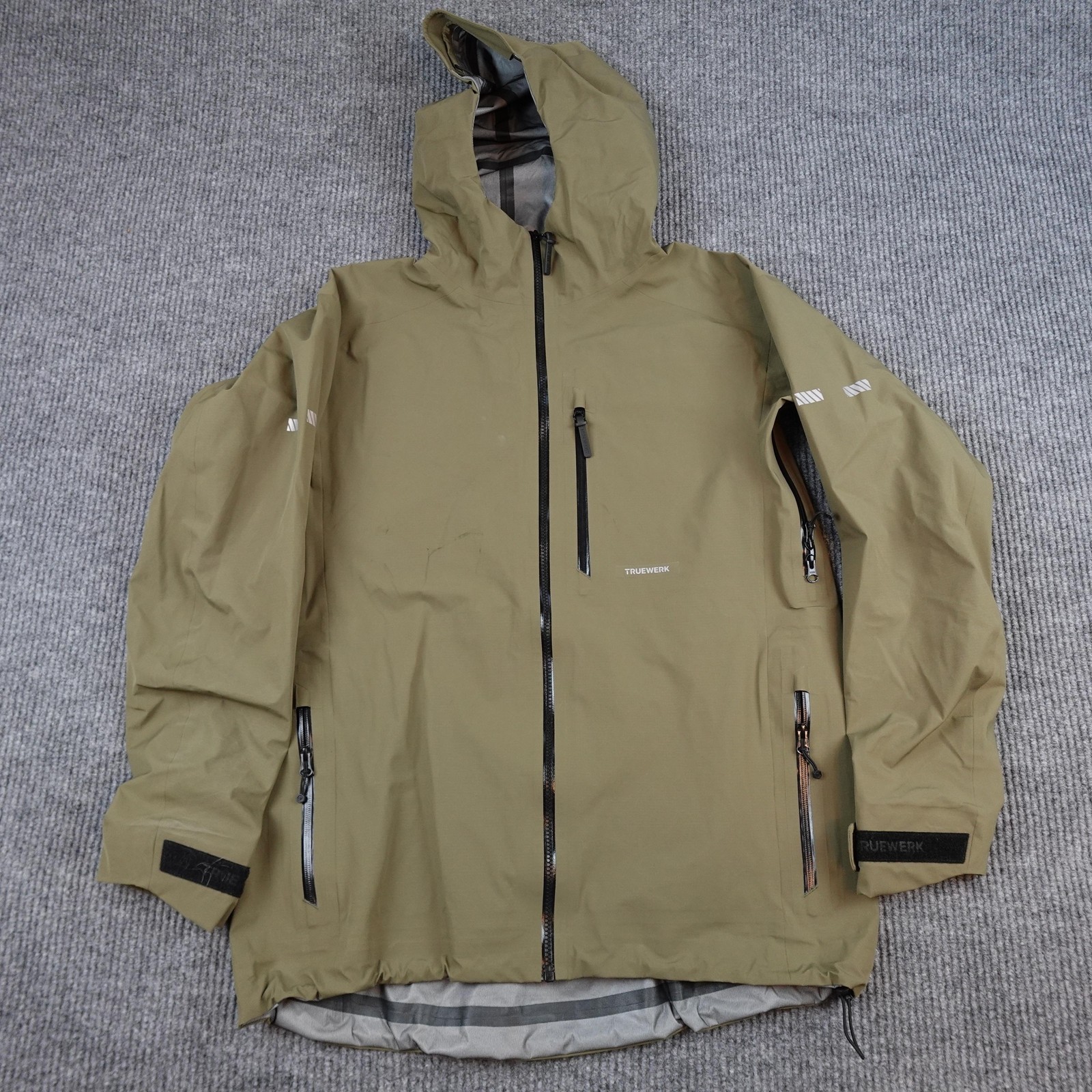Truewerk S2 Stormshell Jacket Mens Large Green Hooded Waterproof