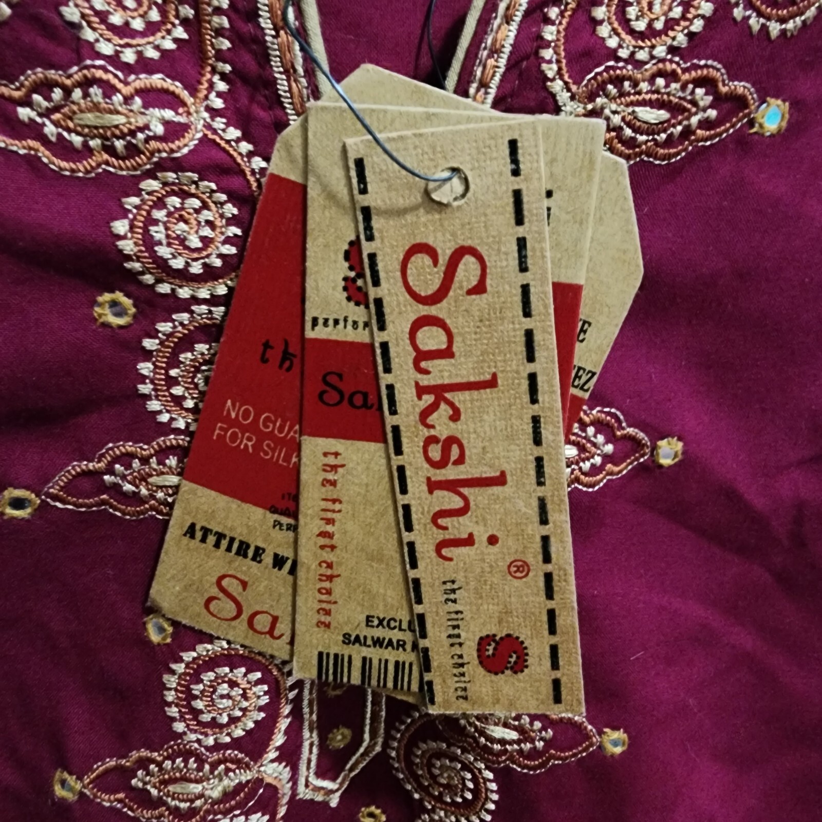 NEW Sakshi Kurti Top 3/4 Sleeve Red Embroidered Salwar Kameez India Size Large