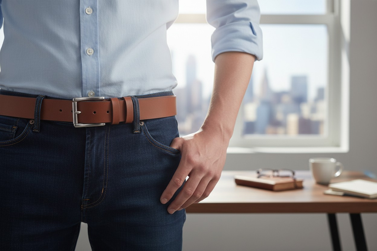 Men’s Belts Leather Full Grain Buffalo Dress Jean BELT Amish USA HANDMADE 1.5