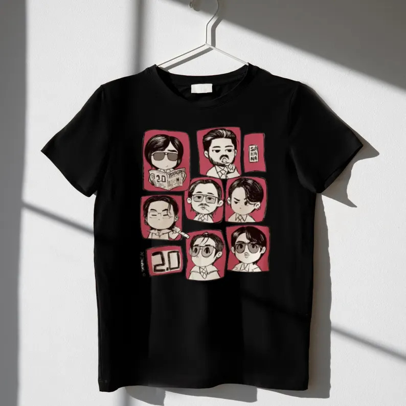 K-Pop Inspired Chibi Characters Shirt Minimalist Cartoon Band Tee Music Fan Gift