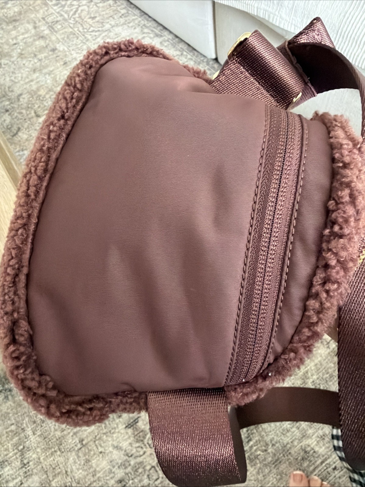 NWOT Lululemon Everywhere Belt Bag 1L Brown Sherpa Fleece Gold Hardware Auth