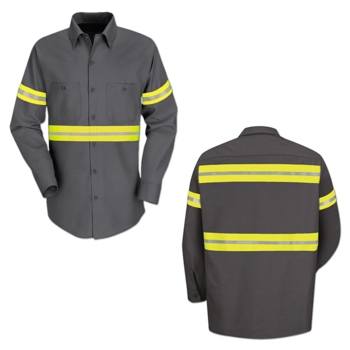 Red Kap Enhanced Visibility Hi Vis Reflective Work Towing Uniform Shirts LS
