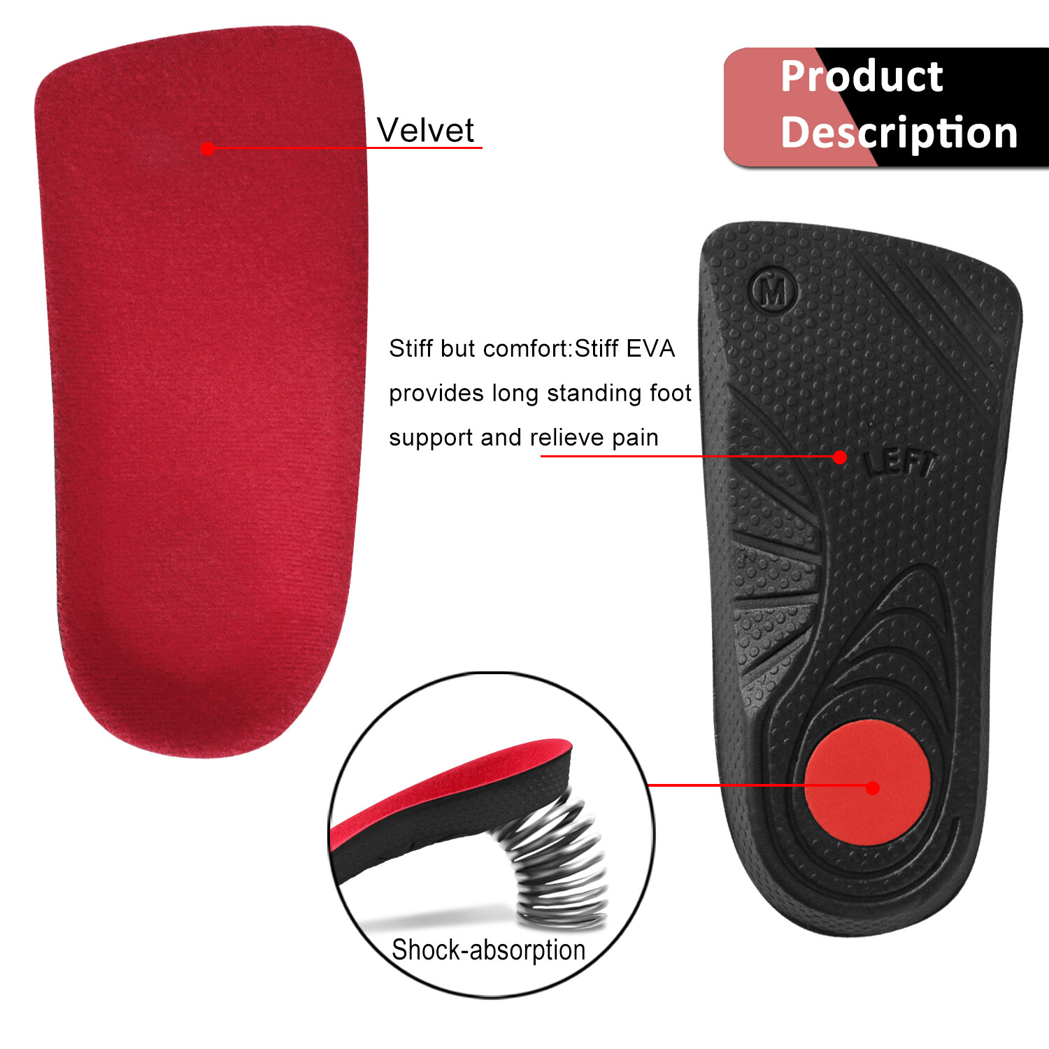 Plantar Fasciitis Arch Support Insoles Shoe Inserts Orthotic Flat Feet Foot Pain