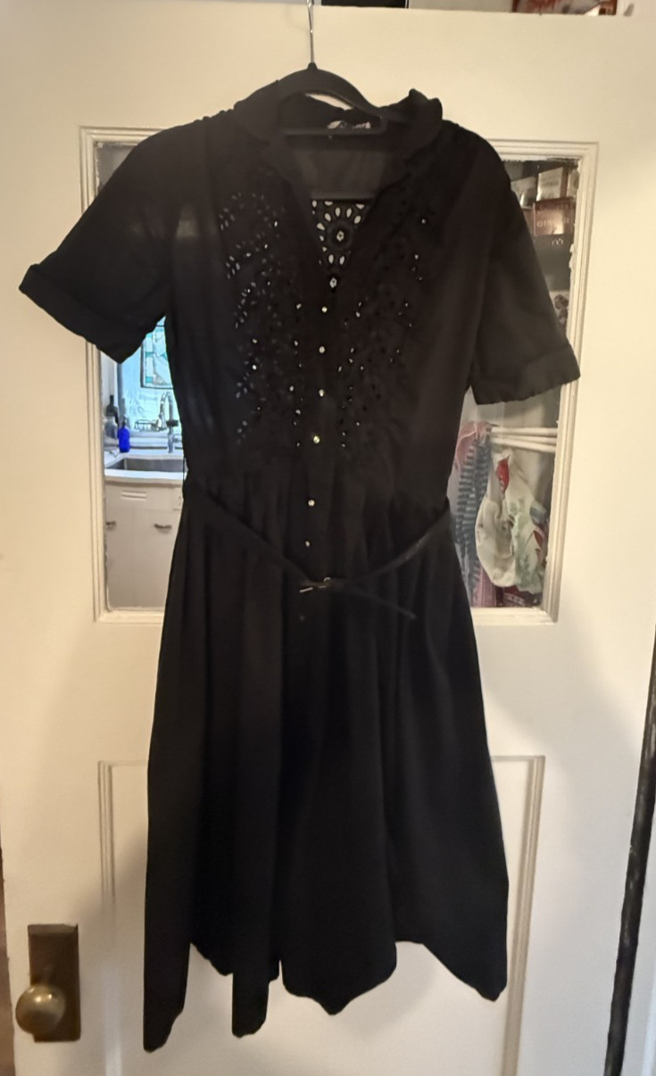 Vintage 1940’s 50’s Bllack Eyelet Dress Bust 38 Waist 25 Cay Artley