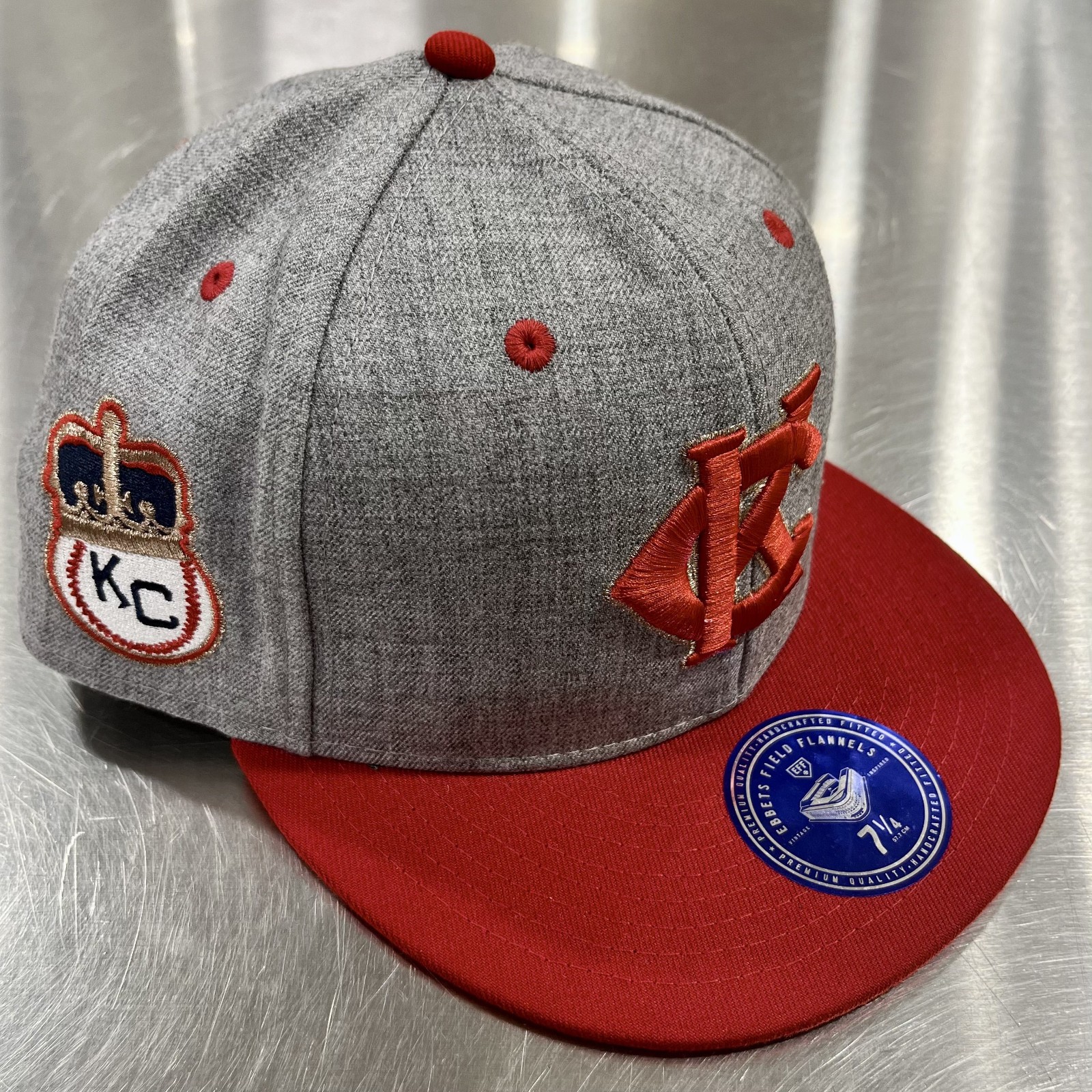 Kansas City Monarchs Logo Patch Negro League Baseball 2 Tone Fitted Hat 7 1/4