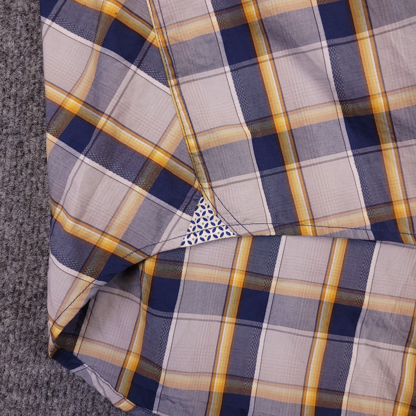 7D 7 Diamonds Mens 2XL Shirt Plaid Cotton Short Sleeve Trim Contrast Spread