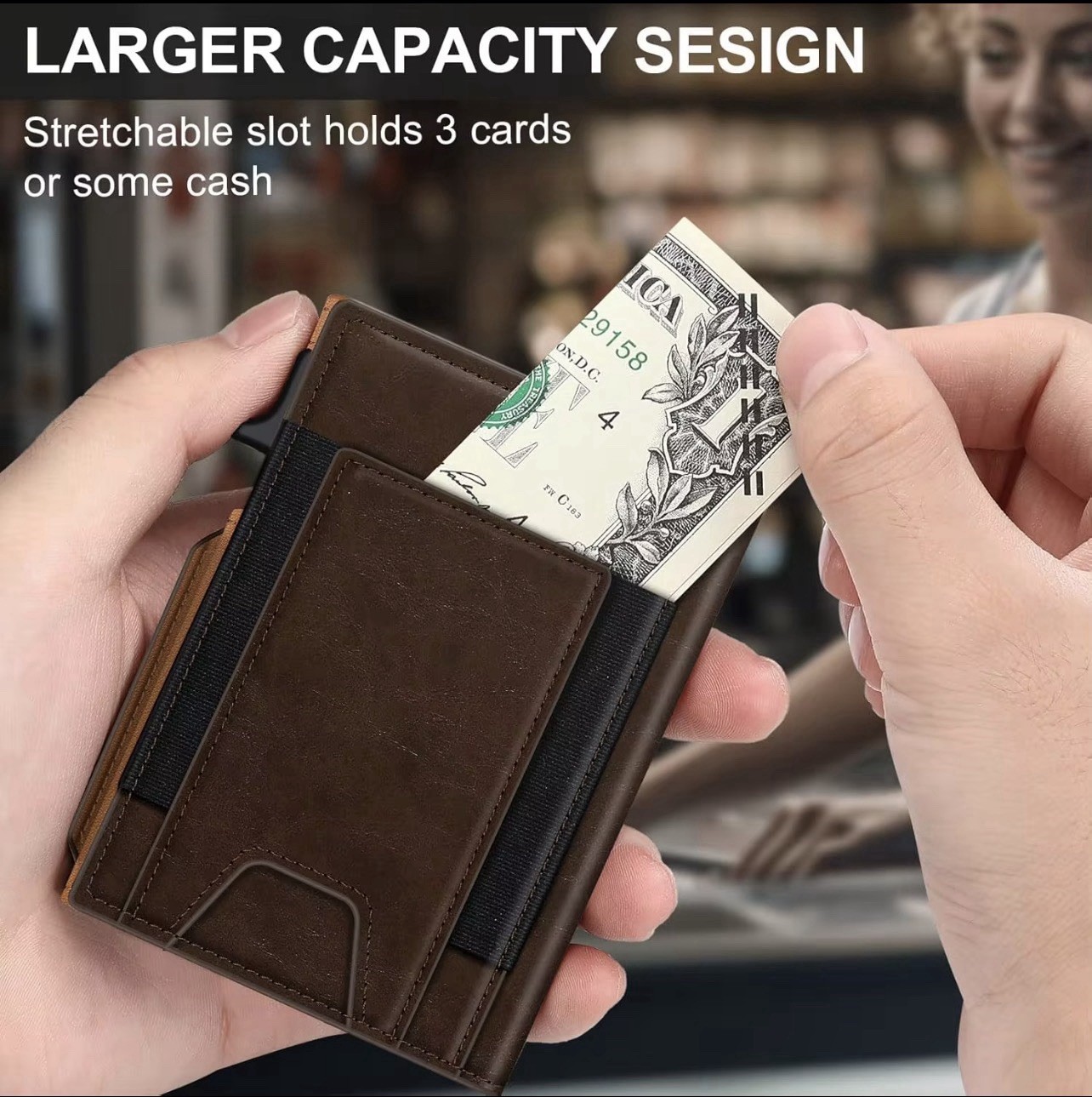 Wallet for men Smart Pop Up RFIDBlocking Slim MetalCard Holder withID Window