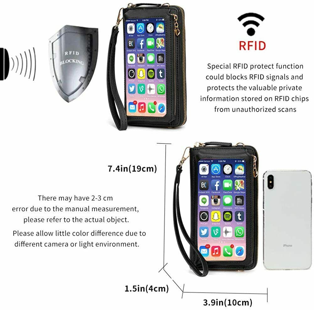 Women’s Wallet Touch Screen Cellphone Crossbody Bag RFID Blocking Purse Handbag