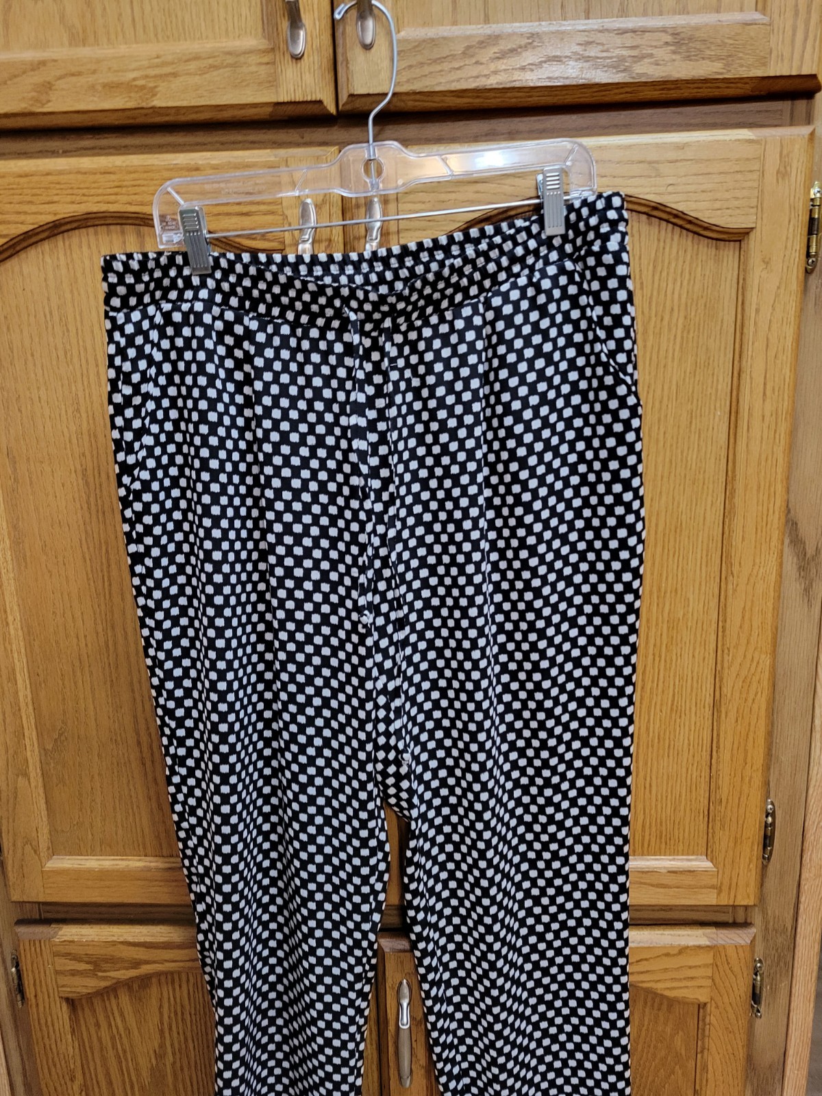 Black & White Checkered Lite Wght Strait Leg Beach Pants By Zac&Rachel sz Lrg