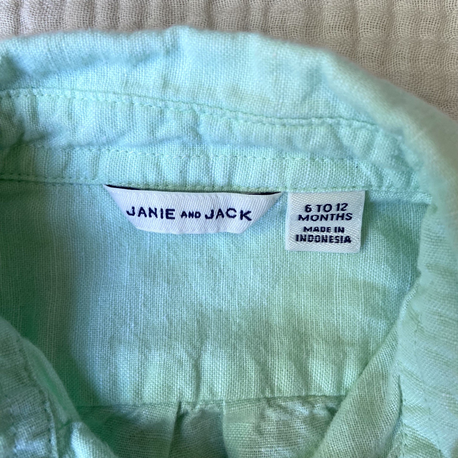 Janie and Jack Bundle Linen Cotton Romper Button Shirt 6-12 Months Preppy Spring
