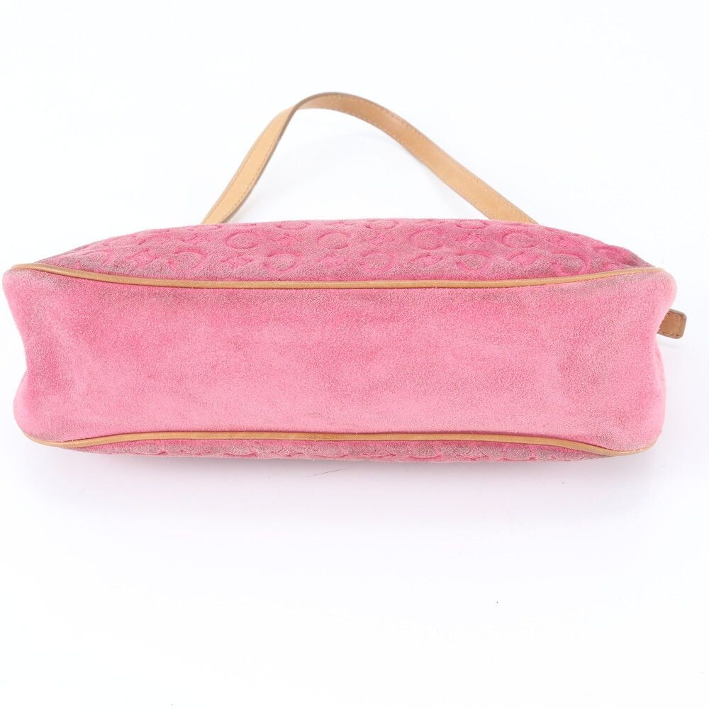 CELINE Shoulder Bag Suede C Macadam Leather Pink Vintage Authentic From Japan