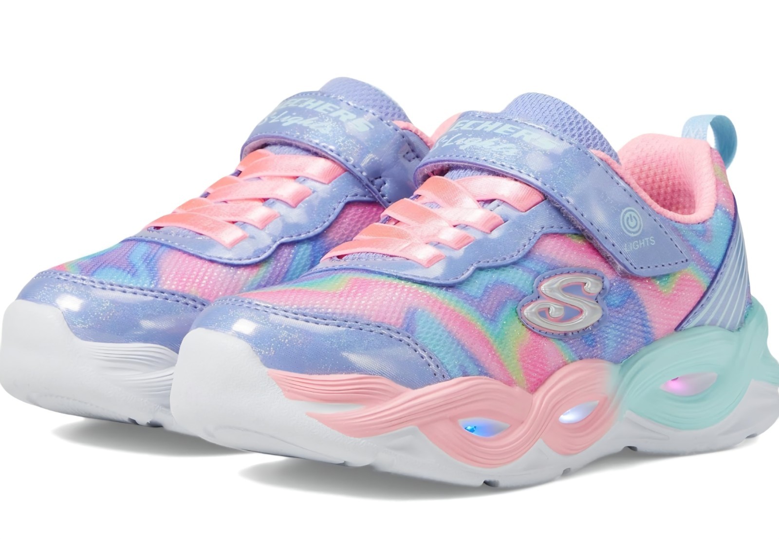 Skechers S Lights-Twisty Glow-Sorbet Swirl Periwinkle Girls Shoes (303716L/PWMT)