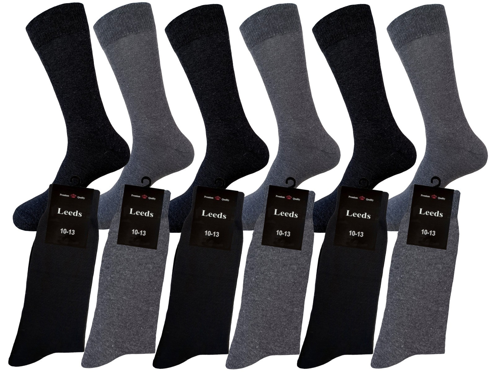 Solid Colors NATURAL COTTON Dress Socks 10-13 GRAY BLACK Formal Socks