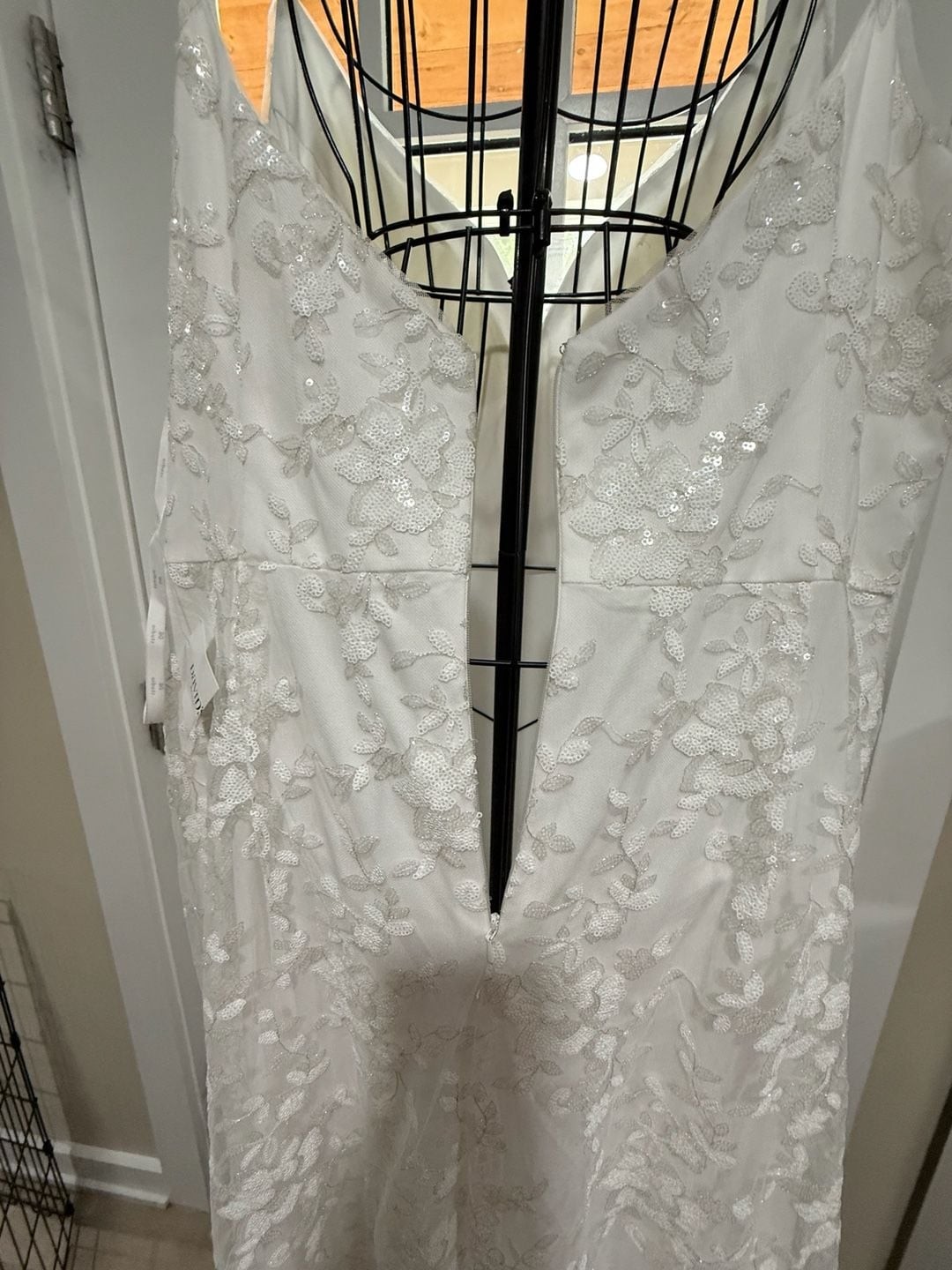 DB Studio Sequin Floral A-Line Wedding Dress