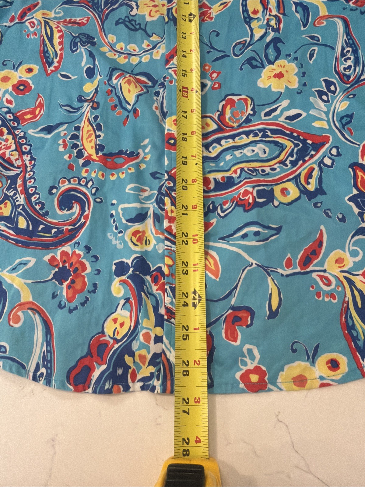 Lauren Ralph Lauren Petite Blue Paisley 100% Cotton Button Down Shirt PL Womens