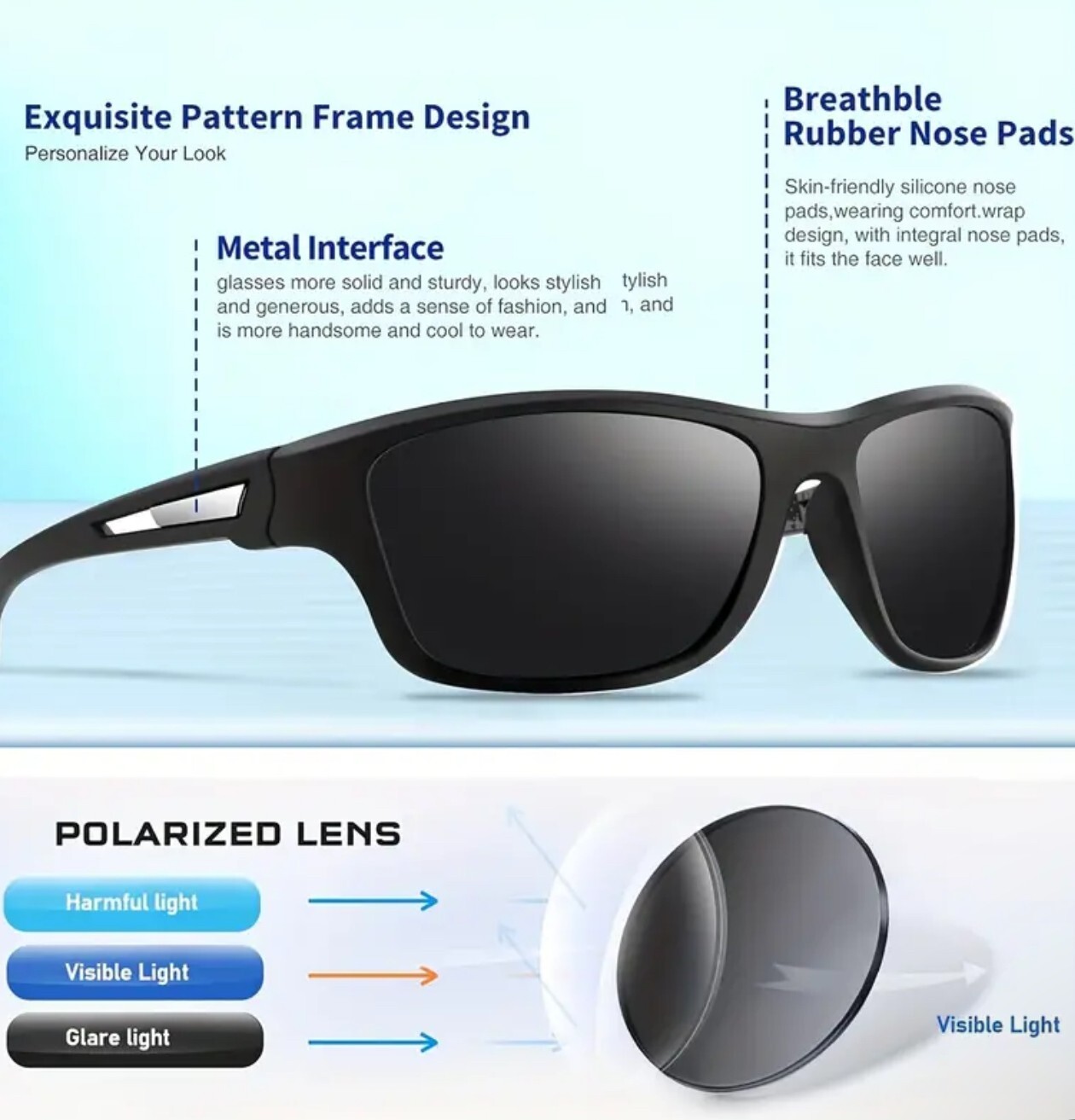 Polarized Sunglasses Men Outdoor Sports Driving Fishing Trendy Shades Running