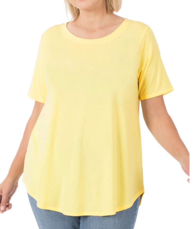 ZENANA 2101 Short Sleeve ROUND Neck Tunic T-Shirt Dolphin Hem S M L XL 1X 2X 3X
