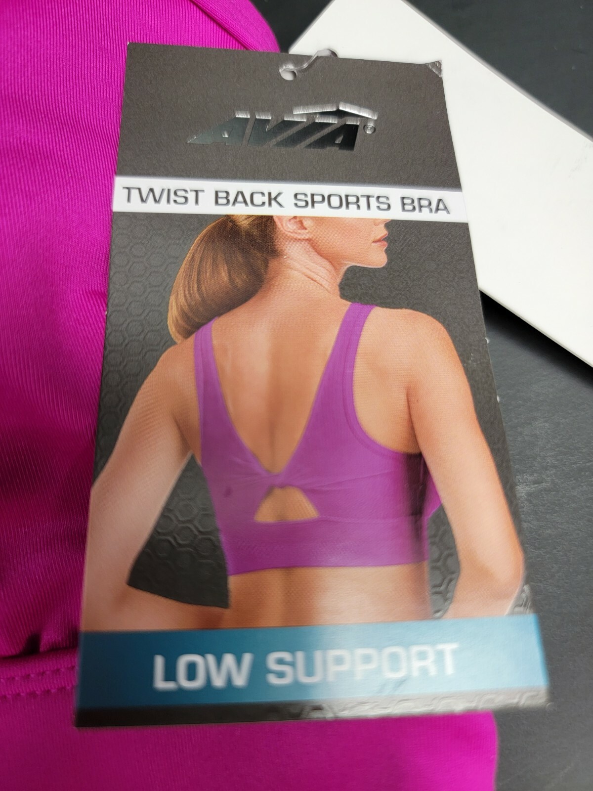 Avia Low Support Twist Back Sports Bra Orchid Glow Pink Multi Size