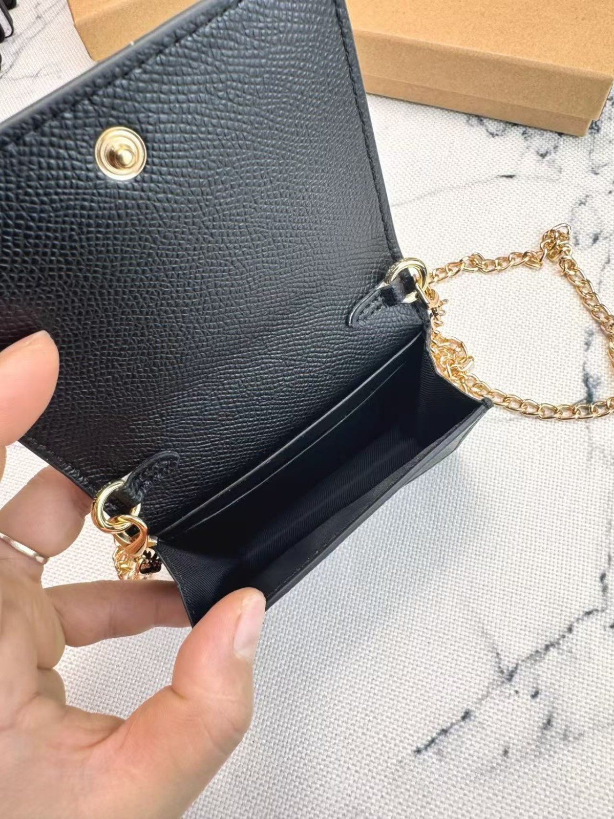 NWT NEW Coach Mini Leather Wallet On a Chain Black C0059 with the box