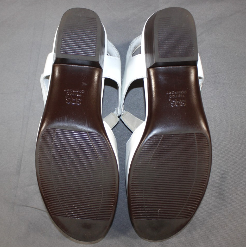 SAS Shoes Women’s 9 S Suntimer Sandals Slingback Heeled Tripad Comfort USA White