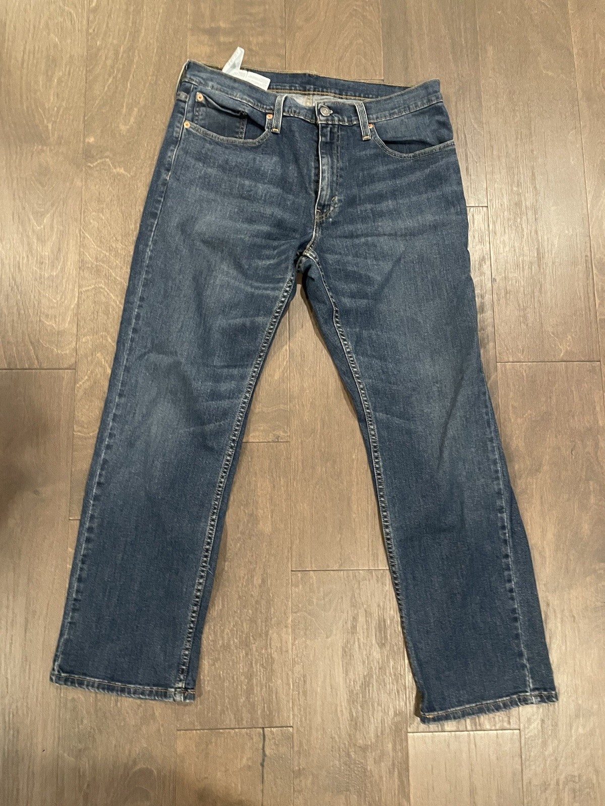 Levi’s Men’s Dark Wash Blue Denim Straight Relaxed Mid Rise 5-Pocket Jeans