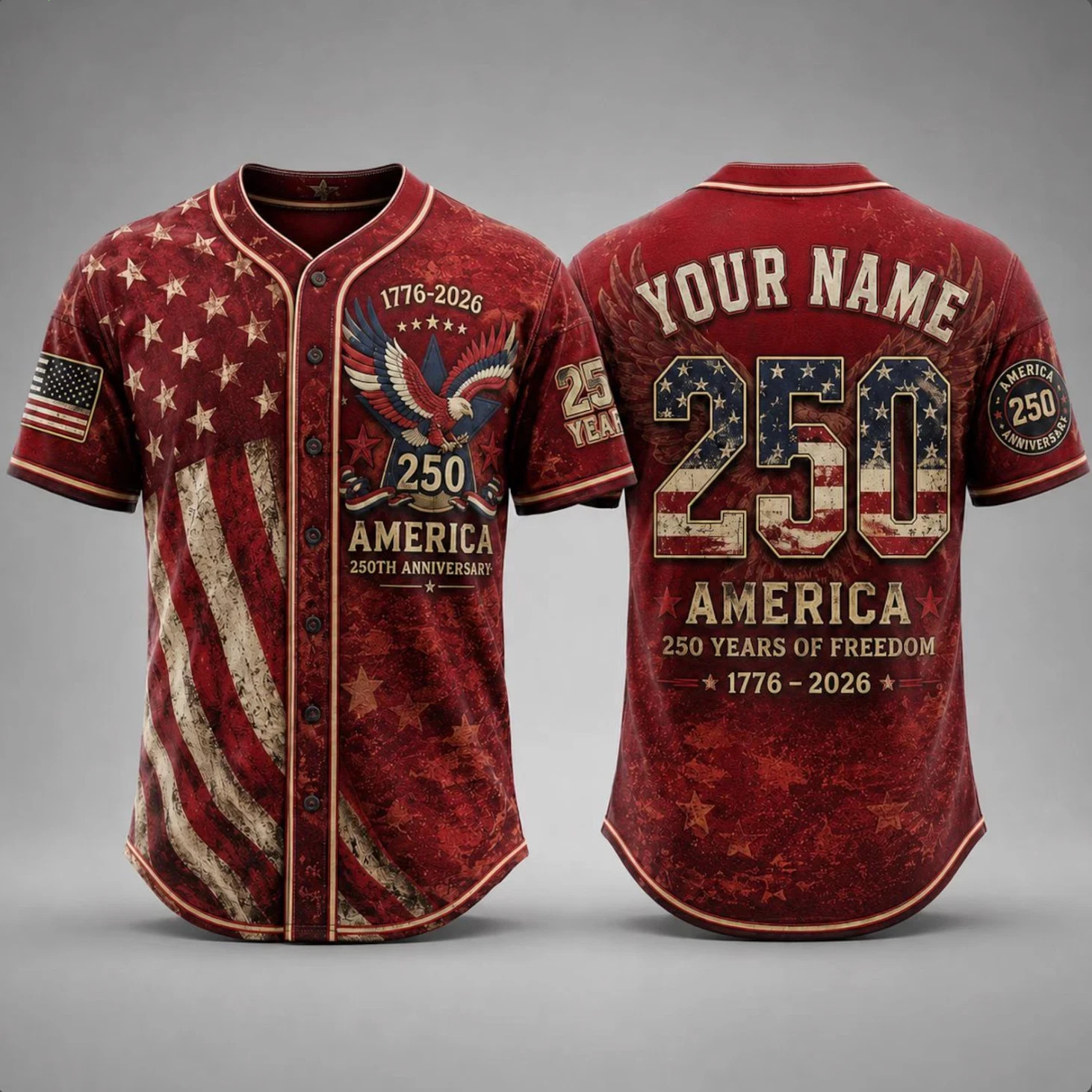 America 250th Anniversary Baseball Jersey, Custom Name Jersey, 4th of July Gift