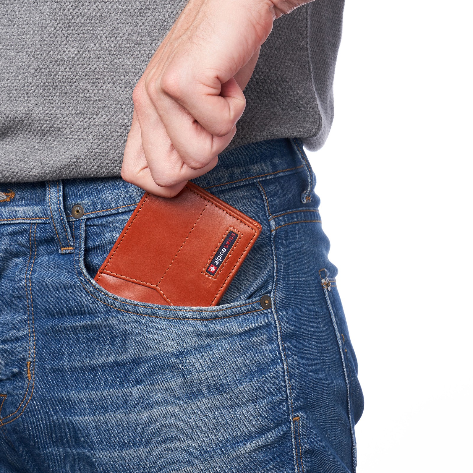 Alpine Swiss Delaney Slim Bifold Wallet | Front Pocket Wallet | 8 Card Slots ID