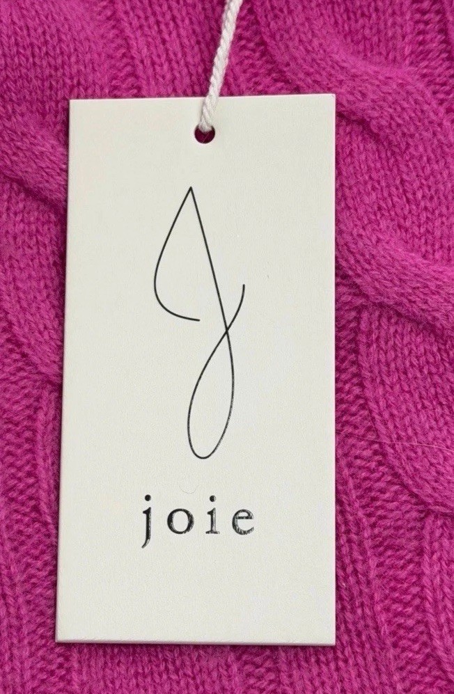 NWD Joie 100% Cashmere Cable Knit Crewneck Sweater Pink Womens Size Large Luxury