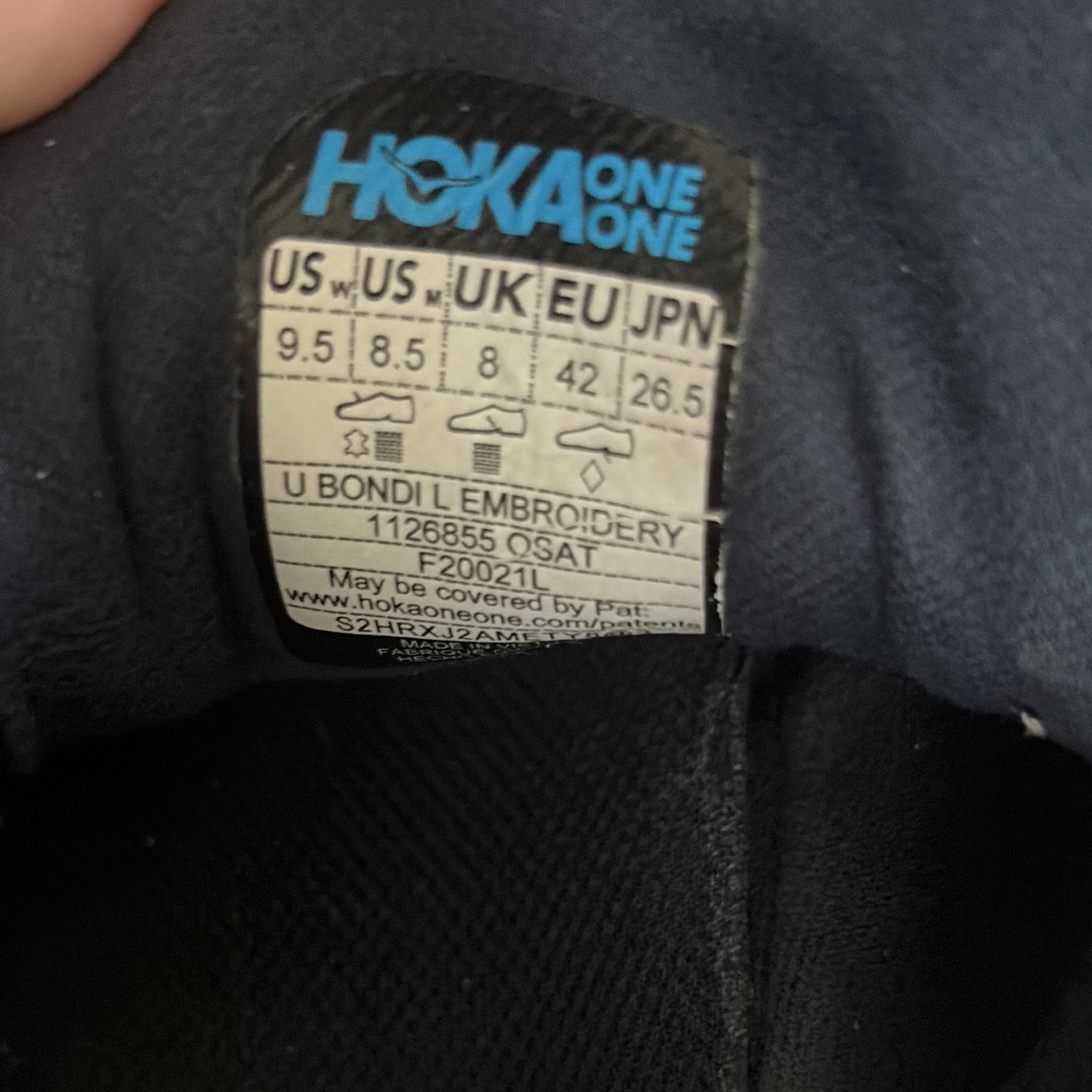 Hoka One One Bondi L Embroidery – Outer Space/Atlantis Blue Suede Sneaker