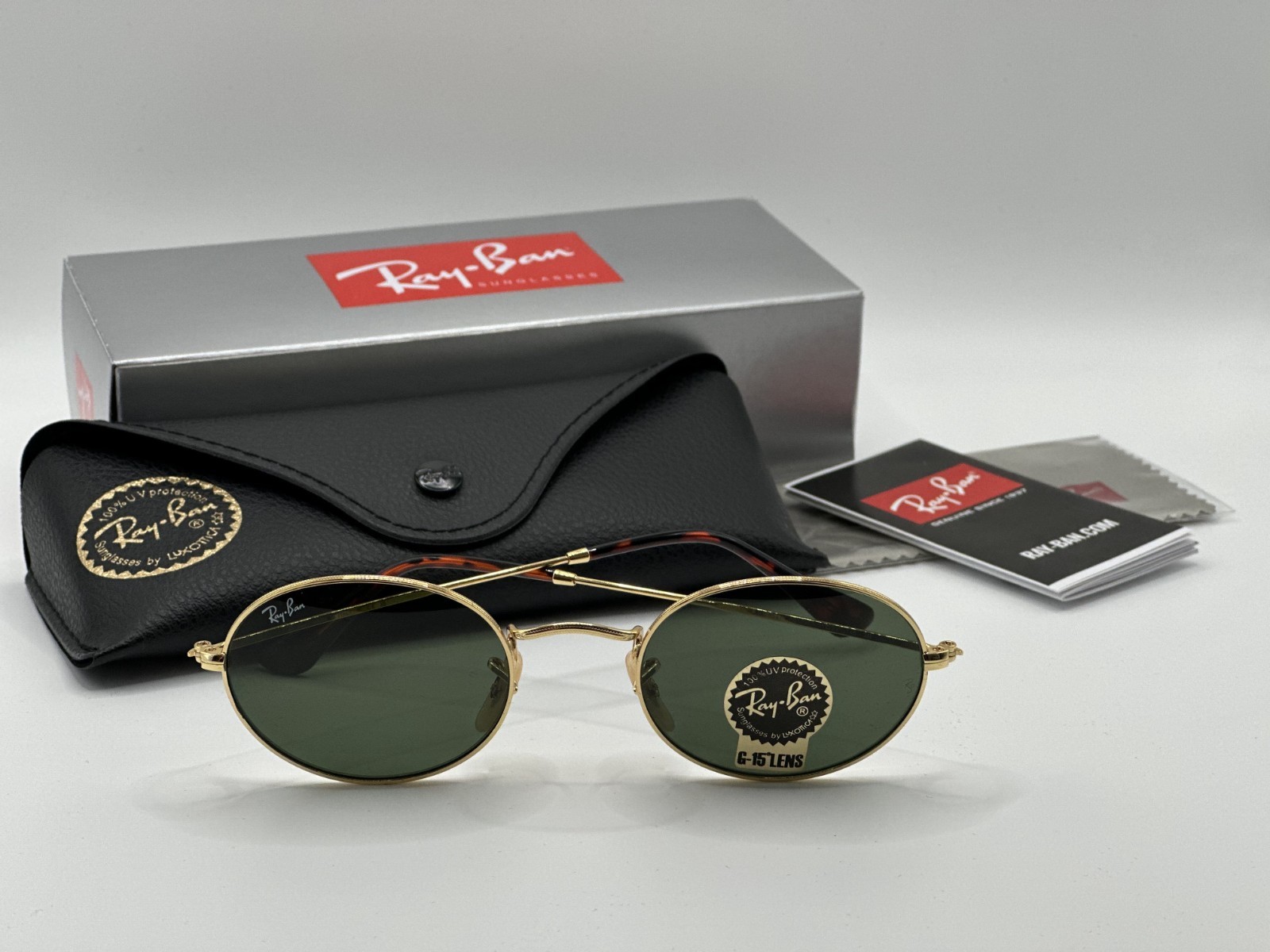Ray Ban Sunglasses OVAL RB3547 001/31 Gold Frame /Green G-15 Lens 54MM