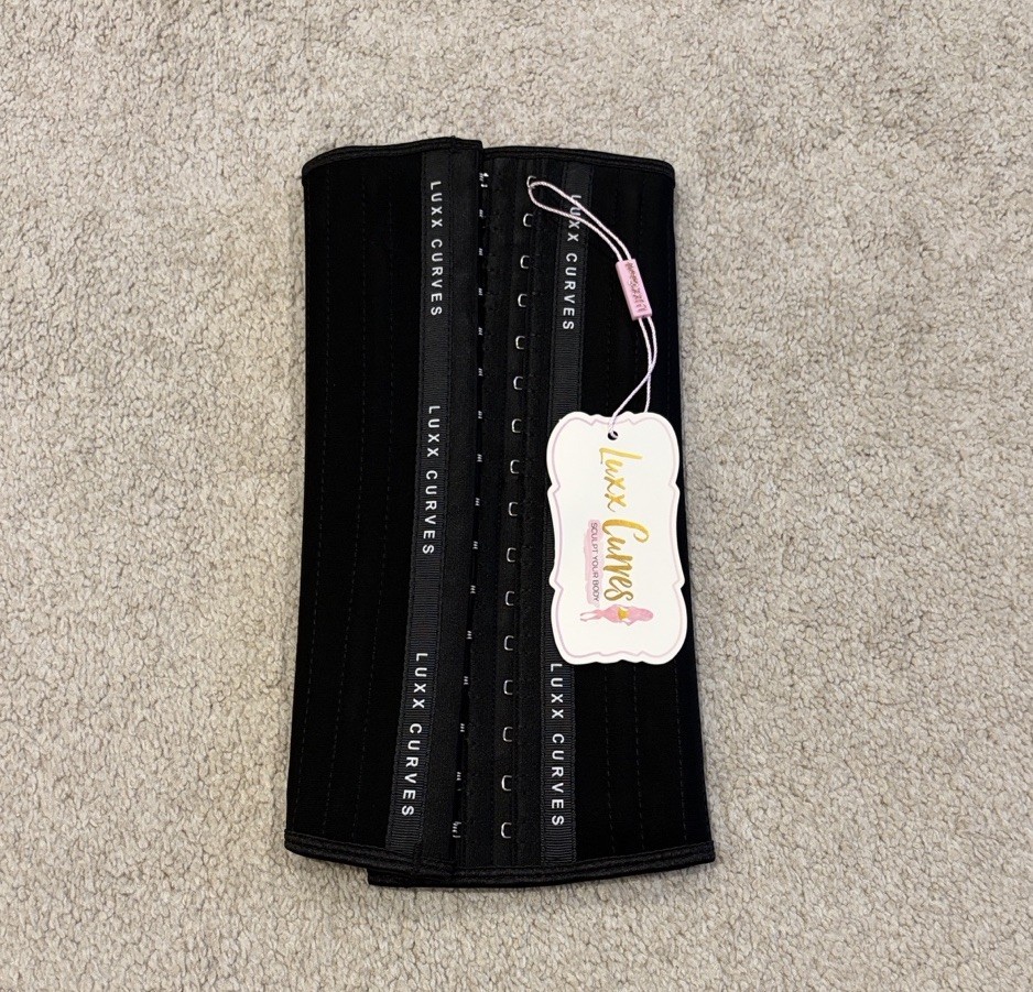 New In Package Luxx Curves Black Waist Trainer, Size XS, Medium Torso